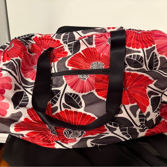 Vera Bradley Handbags - Vera Bradley Cherry Blossom Collapsible Duffle Bag Silver Hardware Zipper Accent